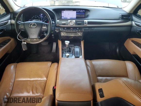 2013 Lexus LS 460 with VIN JTHBL5EF6D5114490, listed as a Copart auction lot 52123025 with 141,336 mi miles and Salvage title. Bid and sale history available at DreamBid. Image 8.