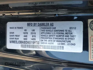 2013 Smart fortwo Pure with VIN WMEEJ3BA8DK619600, listed as a IAAI auction lot 42660006 with Not provided miles and . Bid and sale history available at DreamBid. Image 9.