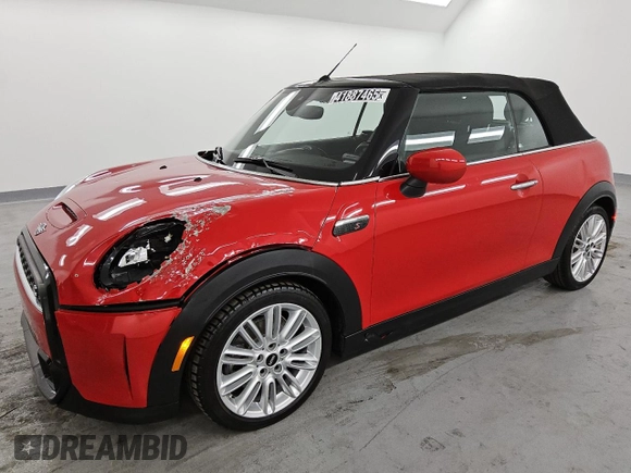 2024 MINI Convertible Cooper S with VIN WMW43DL09R3S04476, listed as a Copart auction lot 41887465 with 19,456 mi miles and Clean title. Bid and sale history available at DreamBid. Image 1.
