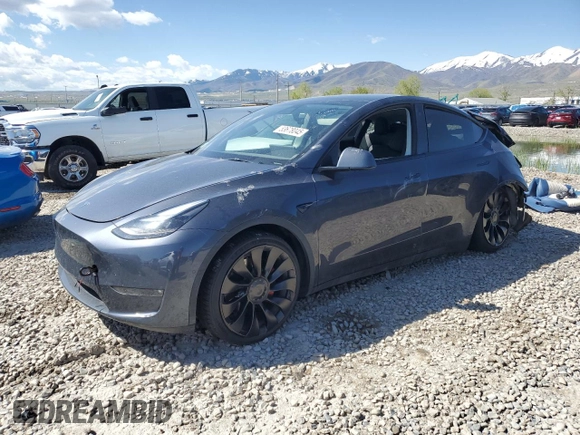 2022 Tesla Model Y Performance with VIN 7SAYGDEF1NF466938, listed as a Copart auction lot 53678045 with 50,135 mi miles and Salvage Title. Bid and sale history available at DreamBid. Image 1.