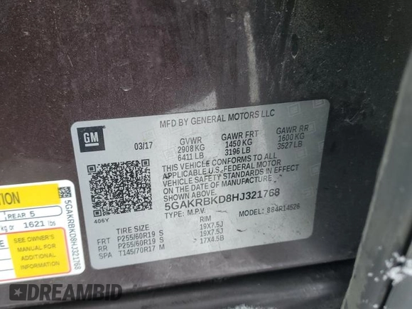 2017 Buick Enclave Leather with VIN 5GAKRBKD8HJ321768, listed as a Copart auction lot 42109925 with 146,497 mi miles and Clean Title. Bid and sale history available at DreamBid. Image 15.