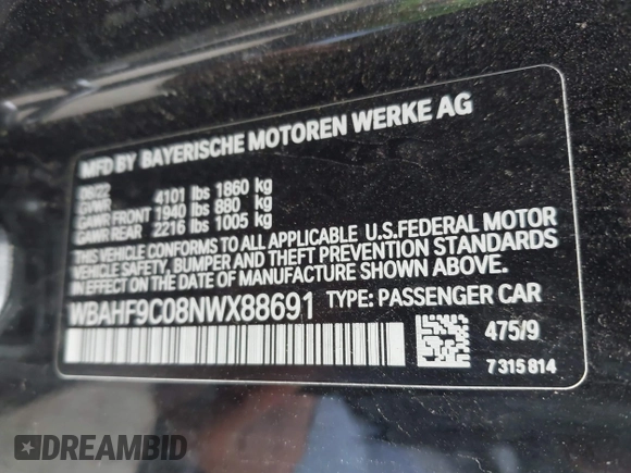 2022 BMW Z4 sDriveM40i with VIN WBAHF9C08NWX88691, listed as a IAAI auction lot 42562466 with 11,108 mi miles and . Bid and sale history available at DreamBid. Image 9.