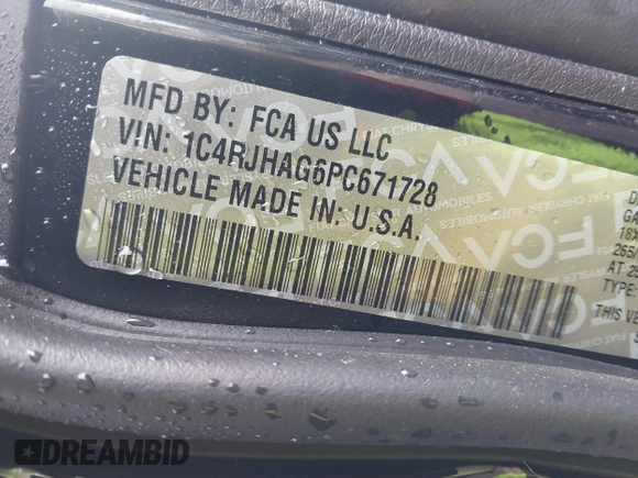 2023 Jeep Grand Cherokee Laredo with VIN 1C4RJHAG6PC671728, listed as a IAAI auction lot 40897386 with Not provided miles and . Bid and sale history available at DreamBid. Image 9.