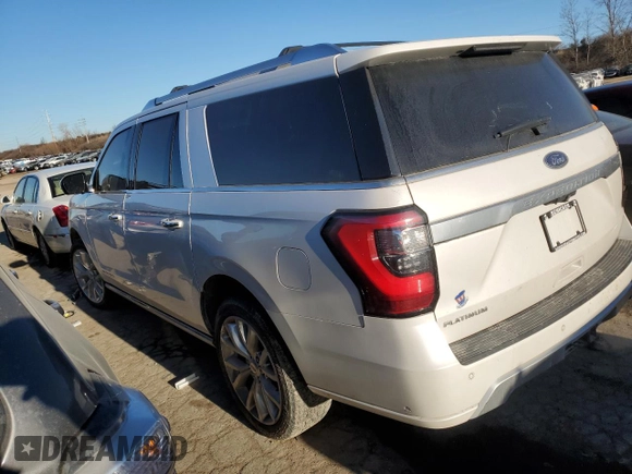 2019 Ford Expedition Max Platinum z VIN 1FMJK1MT3KEA53639, wystawiony jako Copart lot #42505355 z przebiegiem 121 078 mil mil oraz Szkoda całkowita • Salvage title. Historia ofert i sprzedaży dostępna na DreamBid. Obrazek 2.