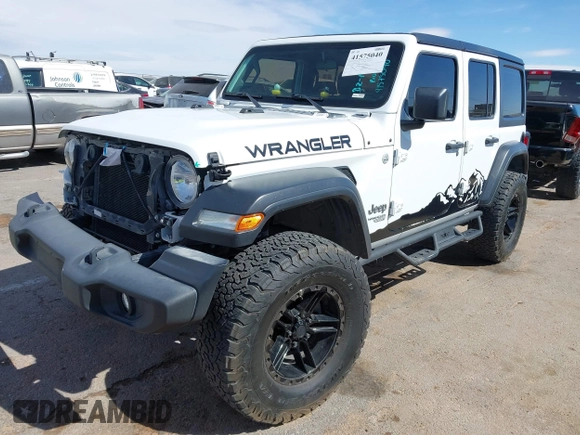 2020 Jeep Wrangler Unlimited Sport with VIN 1C4HJXDG0LW174393, listed as a IAAI auction lot 41575040 with 68,418 mi miles and . Bid and sale history available at DreamBid. Image 2.
