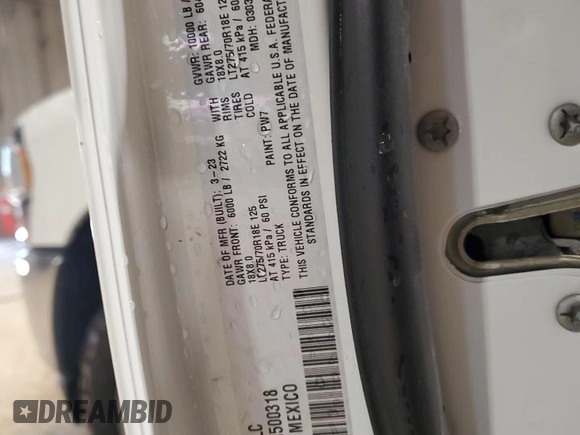 2023 Ram 2500 Tradesman with VIN 3C6UR5CLXPG500318, listed as a Copart auction lot 47481325 with 57,156 mi miles and Salvage title. Bid and sale history available at DreamBid. Image 12.