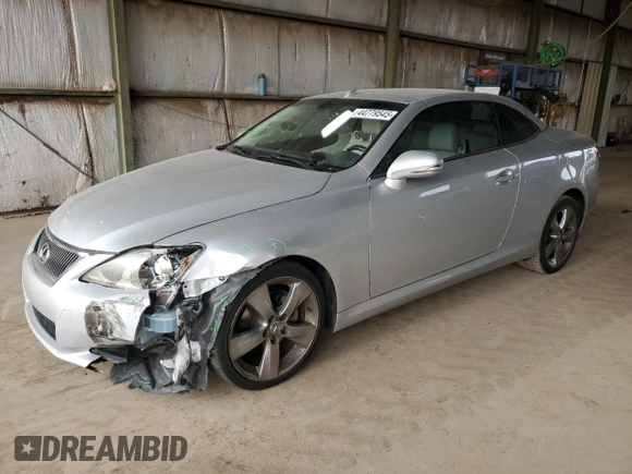2010 Lexus IS 250 C z VIN JTHFF2C28A2505273, wystawiony jako Copart lot #44779545 z przebiegiem Nie podano mil oraz Szkoda całkowita • Salvage title. Historia ofert i sprzedaży dostępna na DreamBid. Obrazek 1.