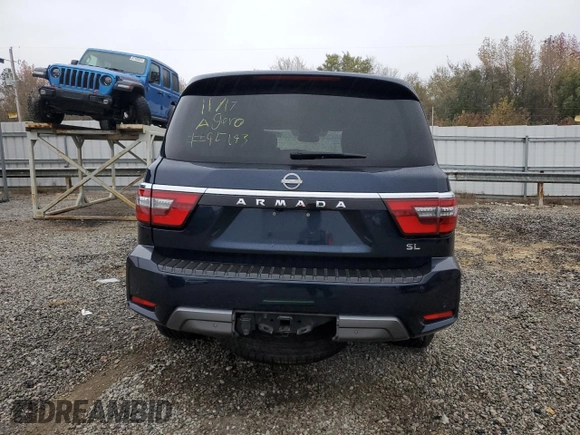 2021 Nissan Armada SL with VIN JN8AY2BC0M9147490, listed as a Copart auction lot 82825424 with 64,968 mi miles and Salvage Title. Bid and sale history available at carsss.com. Image 6.