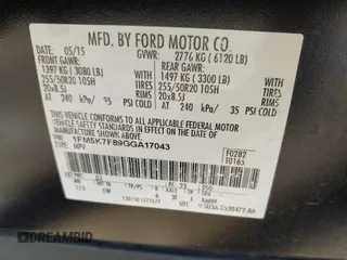2016 Ford Explorer Limited with VIN 1FM5K7F89GGA17043, listed as a IAAI auction lot 41677190 with 142,030 mi miles and . Bid and sale history available at DreamBid. Image 9.