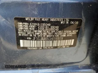 2016 Subaru Impreza z VIN JF1GJAA66GH016919, wystawiony jako Copart lot #55747365 z przebiegiem 88 896 mil mil oraz Szkoda całkowita • Salvage title. Historia ofert i sprzedaży dostępna na DreamBid. Obrazek 12.