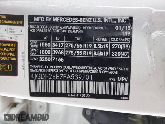 2015 Mercedes-Benz GL-Class GL 350 BlueTEC with VIN 4JGDF2EE7FA539701, listed as a Copart auction lot 84926434 with 164,988 mi miles and Salvage Title. Bid and sale history available at carsss.com. Image 13.