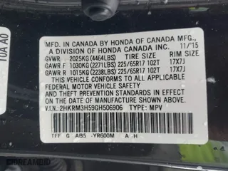 2016 Honda CR-V EX with VIN 2HKRM3H59GH506906, listed as a IAAI auction lot 41737411 with 153,799 mi miles. Bid and sale history available at carsss.com. Image 9.