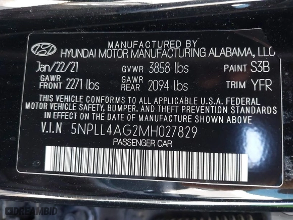 2021 Hyundai Elantra SE with VIN 5NPLL4AG2MH027829, listed as a IAAI auction lot 41901118 with 73,852 mi miles. Bid and sale history available at carsss.com. Image 9.