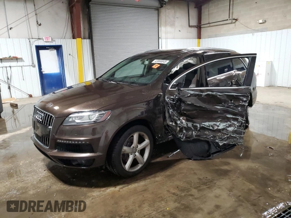 2014 Audi Q7 3.0T S line Prestige with VIN WA1DGAFE3ED012689, listed as a Copart auction lot 43866845 with 0 mi miles and Salvage Title. Bid and sale history available at carsss.com. Image 1.
