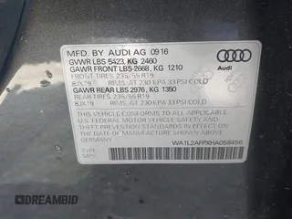 2017 Audi Q5 Premium Plus z VIN WA1L2AFPXHA058456, wystawiony jako IAAI lot #42061778 z przebiegiem 145 544 mil mil oraz . Historia ofert i sprzedaży dostępna na DreamBid. Obrazek 9.