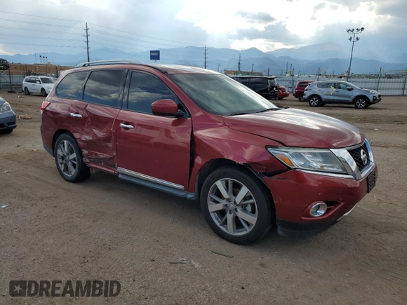 2016 Nissan Pathfinder Platinum with VIN 5N1AR2MM1GC616054, listed as a Copart auction lot 70506944 with 97,532 mi miles and Salvage title. Bid and sale history available at DreamBid. Image 4.