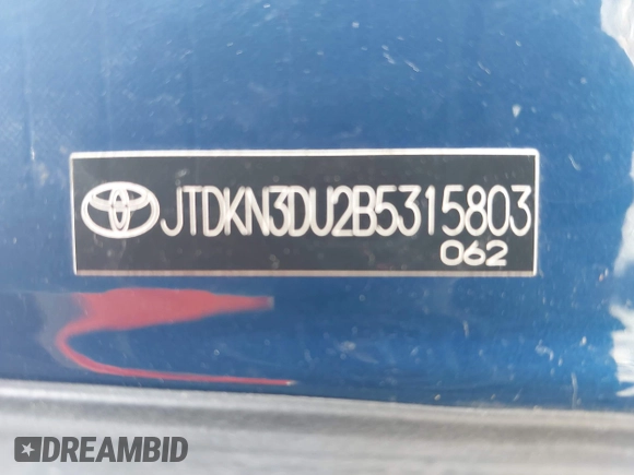 2011 Toyota Prius I with VIN JTDKN3DU2B5315803, listed as a IAAI auction lot 42092280 with 235,799 mi miles. Bid and sale history available at carsss.com. Image 17.