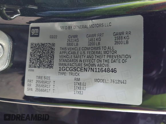 2022 Chevrolet Colorado 2WD LT z VIN 1GCGSCEN7N1164846, wystawiony jako IAAI lot #42159719 z przebiegiem 42 873 mil mil oraz . Historia ofert i sprzedaży dostępna na DreamBid. Obrazek 9.