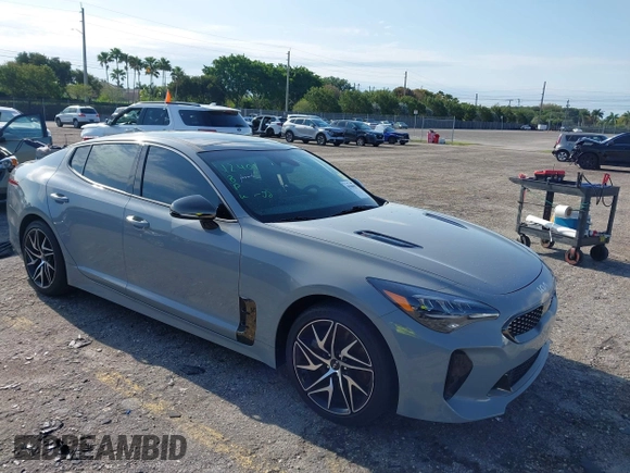 2023 Kia Stinger GT-Line with VIN KNAE35LD3P6136247, listed as a IAAI auction lot 41969093 with 27,905 mi miles. Bid and sale history available at carsss.com. Image 1.