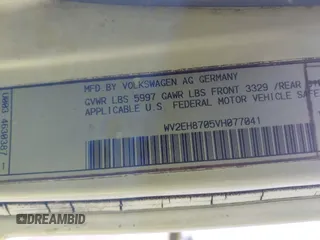 1997 Volkswagen EuroVan CV с VIN WV2EH8705VH077041, выставлен на аукционе IAAI как лот 42481515 с пробегом 144 миль миль и . История ставок и продаж доступна на DreamBid. Изображение 9.