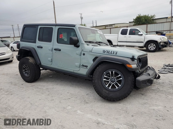 2024 Jeep Wrangler Willys с VIN 1C4RJXDG4RW266071, выставлен на аукционе Copart как лот 73152464 с пробегом 349 миль миль и Списание • Salvage title. История ставок и продаж доступна на DreamBid. Изображение 4.
