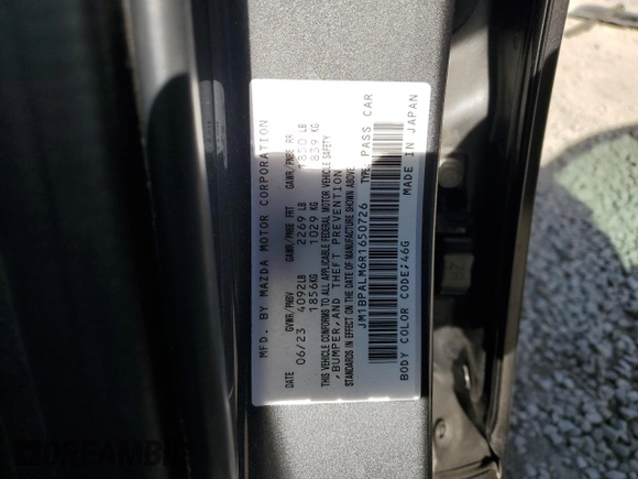 2024 Mazda 3 S Preferred with VIN JM1BPALM6R1650726, listed as a Copart auction lot 88949155 with 26,405 mi miles and Salvage title. Bid and sale history available at DreamBid. Image 13.