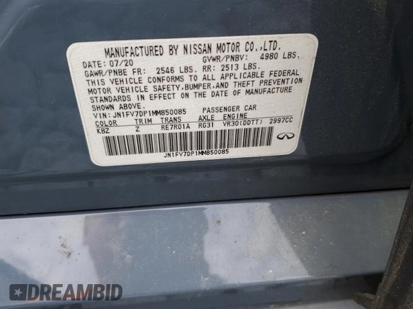 2021 Infiniti Q50 Red Sport 400 with VIN JN1FV7DP1MM850085, listed as a Copart auction lot 52563075 with Not provided miles and Salvage title. Bid and sale history available at DreamBid. Image 14.