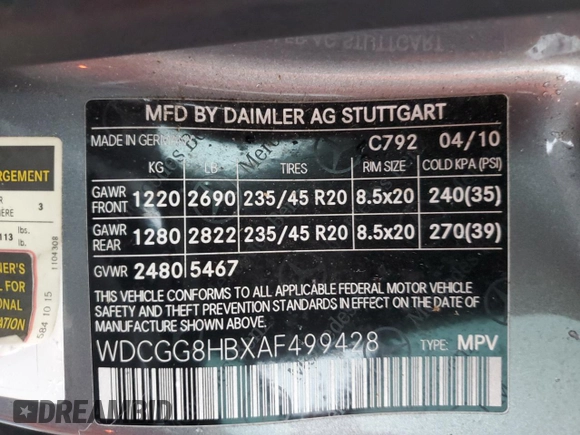 2010 Mercedes-Benz GLK 350 with VIN WDCGG8HBXAF499428, listed as a Copart auction lot 86188664 with 177,808 mi miles and Salvage Title. Bid and sale history available at DreamBid. Image 12.