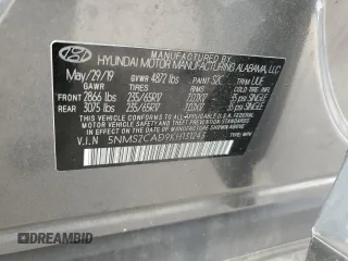 2019 Hyundai Santa Fe SE with VIN 5NMS2CAD9KH131243, listed as a Copart auction lot 49673665 with 58,079 mi miles and Salvage Title. Bid and sale history available at DreamBid. Image 14.