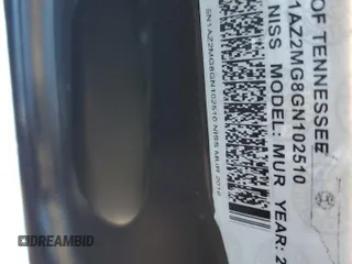 2016 Nissan Murano SV z VIN 5N1AZ2MG8GN102510, wystawiony jako Copart lot #52080555 z przebiegiem Nie podano mil oraz Nie do naprawy • Non repairable. Historia ofert i sprzedaży dostępna na DreamBid. Obrazek 13.
