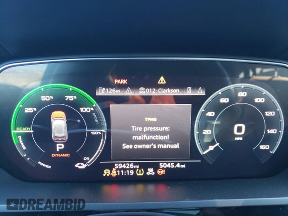 2021 Audi e-tron Sportback Premium Plus with VIN WA12AAGEXMB002128, listed as a Copart auction lot 88080725 with 59,426 mi miles and Salvage title. Bid and sale history available at DreamBid. Image 9.