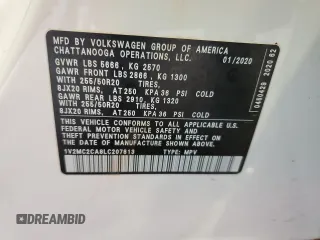 2020 Volkswagen Atlas SEL with VIN 1V2MC2CA8LC207813, listed as a Copart auction lot 60462175 with 36,323 mi miles and Salvage title. Bid and sale history available at DreamBid. Image 14.