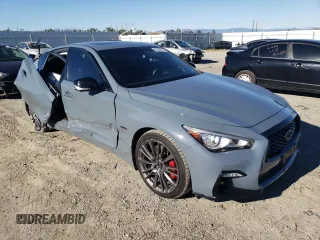2022 Infiniti Q50 Red Sport 400 with VIN JN1FV7DR8NM390250, listed as a Copart auction lot 87685715 with 66,553 mi miles and Salvage title. Bid and sale history available at DreamBid. Image 4.
