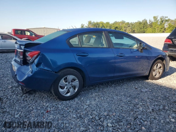 2013 Honda Civic LX with VIN 19XFB2F59DE040948, listed as a Copart auction lot 52845595 with 75,685 mi miles and Non Repairable. Bid and sale history available at DreamBid. Image 3.