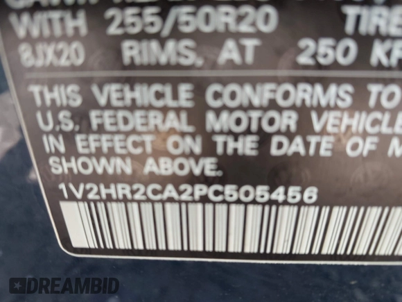 2023 Volkswagen Atlas SE with VIN 1V2HR2CA2PC505456, listed as a IAAI auction lot 42032269 with 7,918 mi miles and . Bid and sale history available at DreamBid. Image 9.