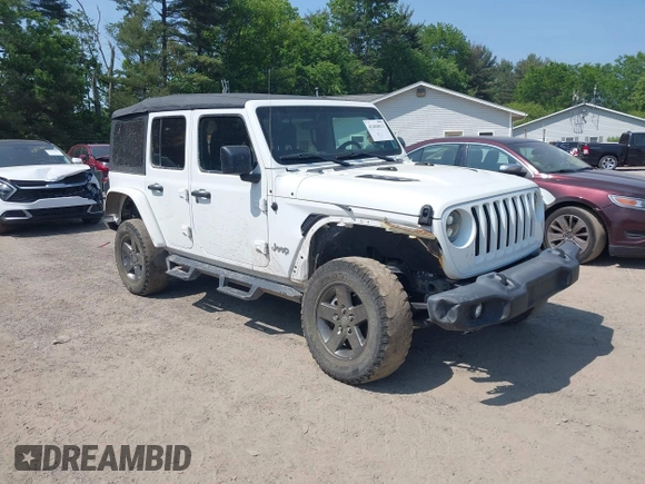 2018 Jeep Wrangler Unlimited Sport S with VIN 1C4HJXDGXJW146873, listed as a IAAI auction lot 42404813 with 73,929 mi miles and . Bid and sale history available at DreamBid. Image 1.
