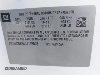 2012 Chevrolet Impala LTZ with VIN 2G1WC5E34C1115008, listed as a IAAI auction lot 41847459 with 194,521 mi miles and . Bid and sale history available at DreamBid. Image 9.