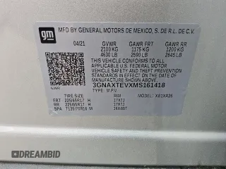 2021 Chevrolet Equinox LT with VIN 3GNAXTEVXMS161418, listed as a Copart auction lot 57160895 with 150,466 mi miles and Clean title. Bid and sale history available at DreamBid. Image 13.