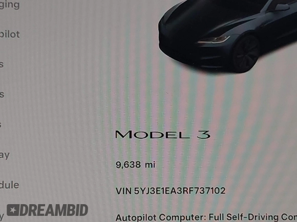 2024 Tesla Model 3 z VIN 5YJ3E1EA3RF737102, wystawiony jako IAAI lot #41562661 z przebiegiem 9 638 mil mil oraz . Historia ofert i sprzedaży dostępna na DreamBid. Obrazek 15.