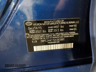 2016 Hyundai Sonata SE z VIN 5NPE24AF7GH365881, wystawiony jako Copart lot #49888055 z przebiegiem 181 106 mil mil oraz Szkoda całkowita • Salvage title. Historia ofert i sprzedaży dostępna na DreamBid. Obrazek 13.