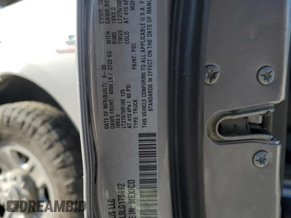 2020 Ram 2500 Tradesman with VIN 3C6UR5CL0LG178492, listed as a Copart auction lot 45873405 with 116,904 mi miles and Salvage Title. Bid and sale history available at carsss.com. Image 12.