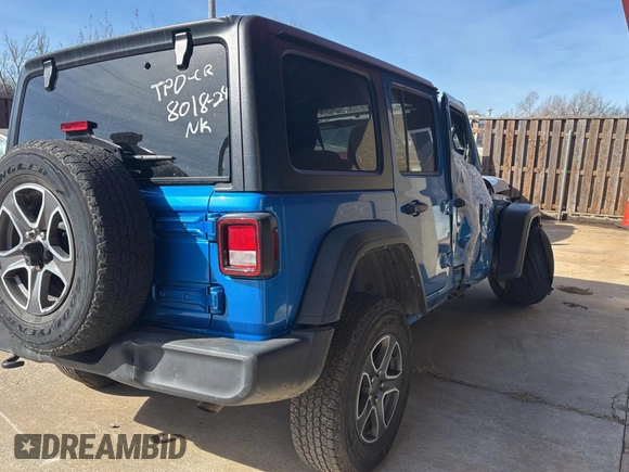 2021 Jeep Wrangler Unlimited Sport with VIN 1C4HJXDN7MW786865, listed as a Copart auction lot 45890995 with Not provided miles and Clean title. Bid and sale history available at DreamBid. Image 4.