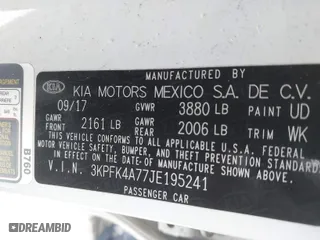 2018 Kia Forte LX with VIN 3KPFK4A77JE195241, listed as a IAAI auction lot 41630316 with 97,438 mi miles. Bid and sale history available at carsss.com. Image 9.