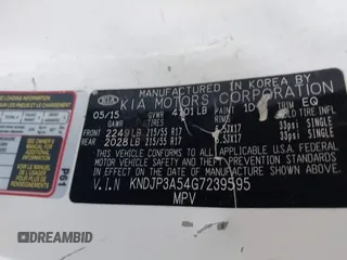 2016 Kia Soul + z VIN KNDJP3A54G7239595, wystawiony jako IAAI lot #42256059 z przebiegiem 100 054 mil mil oraz . Historia ofert i sprzedaży dostępna na DreamBid. Obrazek 9.
