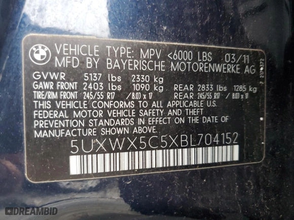 2011 BMW X3 28i with VIN 5UXWX5C5XBL704152, listed as a Copart auction lot 84461004 with 92,300 mi miles and Clean Title. Bid and sale history available at carsss.com. Image 13.
