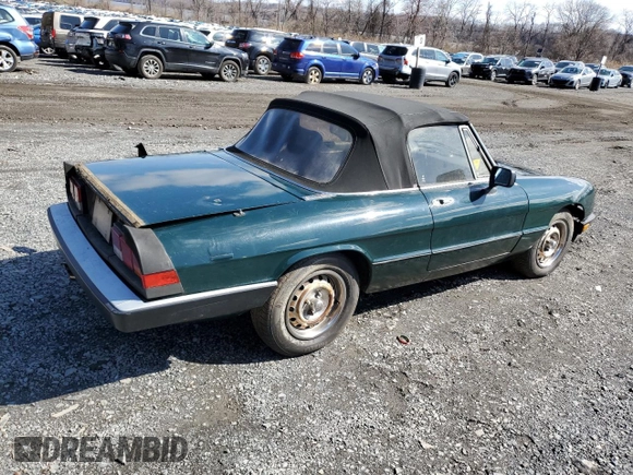 1983 Alfa Romeo Spider Veloce z VIN ZARBA541XD1016802, wystawiony jako Copart lot #51383595 z przebiegiem 127 904 mil mil oraz Czysty tytuł • Clean title. Historia ofert i sprzedaży dostępna na DreamBid. Obrazek 3.