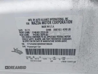 2011 Mazda 6 S Touring Plus with VIN 1YVHZ8CB5B5M18929, listed as a IAAI auction lot 42137560 with 202,040 mi miles and . Bid and sale history available at carsss.com. Image 9.