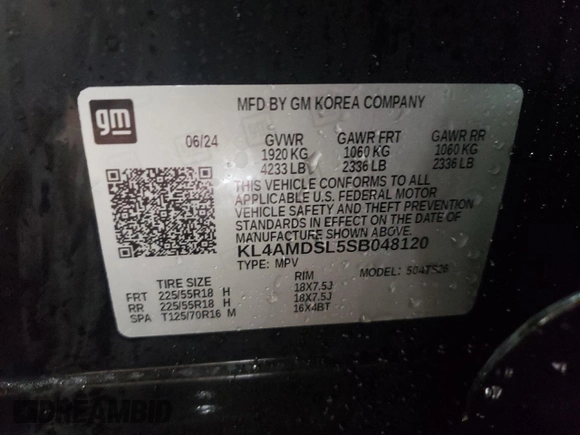 2025 Buick Encore GX Sport Touring with VIN KL4AMDSL5SB048120, listed as a Copart auction lot 86556694 with 5,387 mi miles and Salvage title. Bid and sale history available at DreamBid. Image 12.