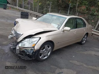 2005 Lexus LS 430 with VIN JTHBN36F255015647, listed as a IAAI auction lot 41863620 with 104,817 mi miles and . Bid and sale history available at DreamBid. Image 2.