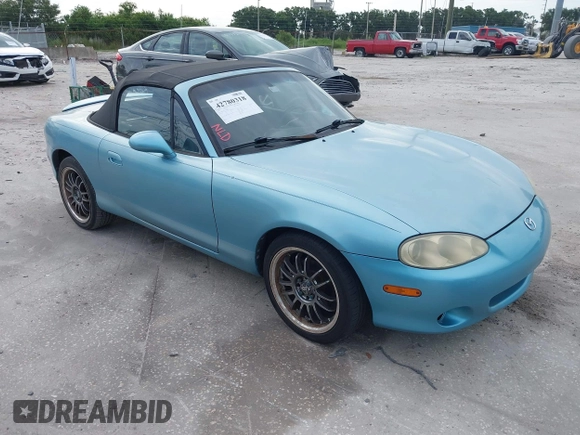 2001 Mazda MX-5 Miata z VIN JM1NB353510208607, wystawiony jako IAAI lot #42780318 z przebiegiem 111 883 mil mil oraz . Historia ofert i sprzedaży dostępna na DreamBid. Obrazek 1.
